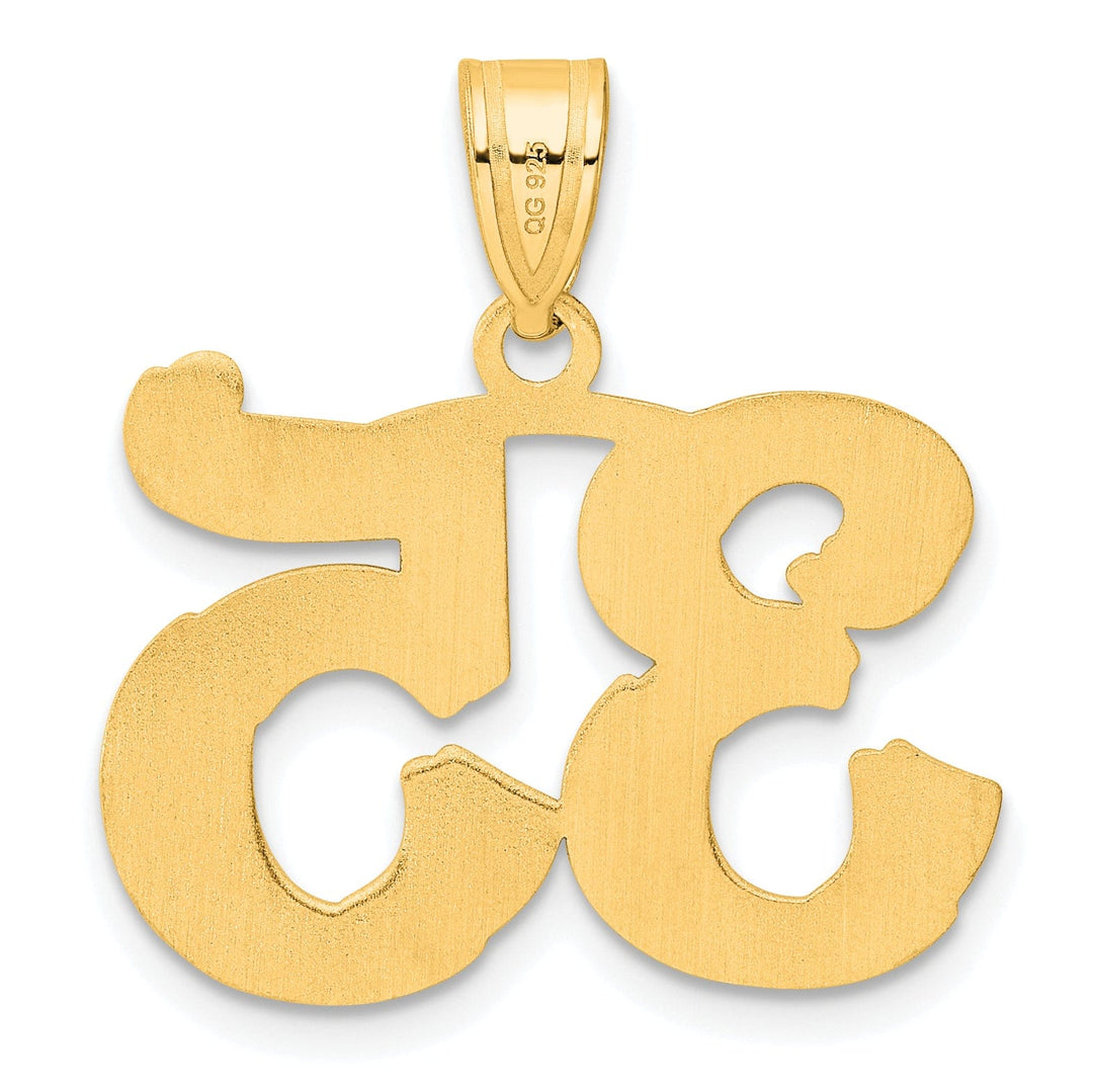 14k Yellow Gold Polished Etched Finish Number 35 Charm Pendant