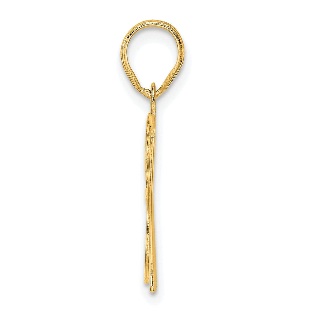 14k Yellow Gold Polished Etched Finish Number 37 Charm Pendant