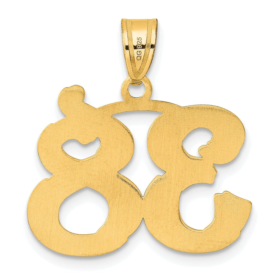 14k Yellow Gold Polished Etched Finish Number 38 Charm Pendant