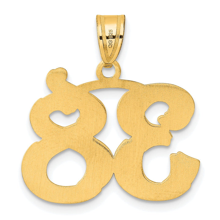 14k Yellow Gold Polished Etched Finish Number 38 Charm Pendant