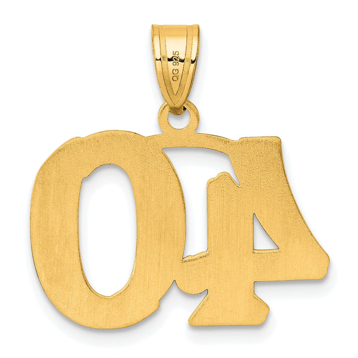 14k Yellow Gold Polished Etched Finish Number 40 Charm Pendant