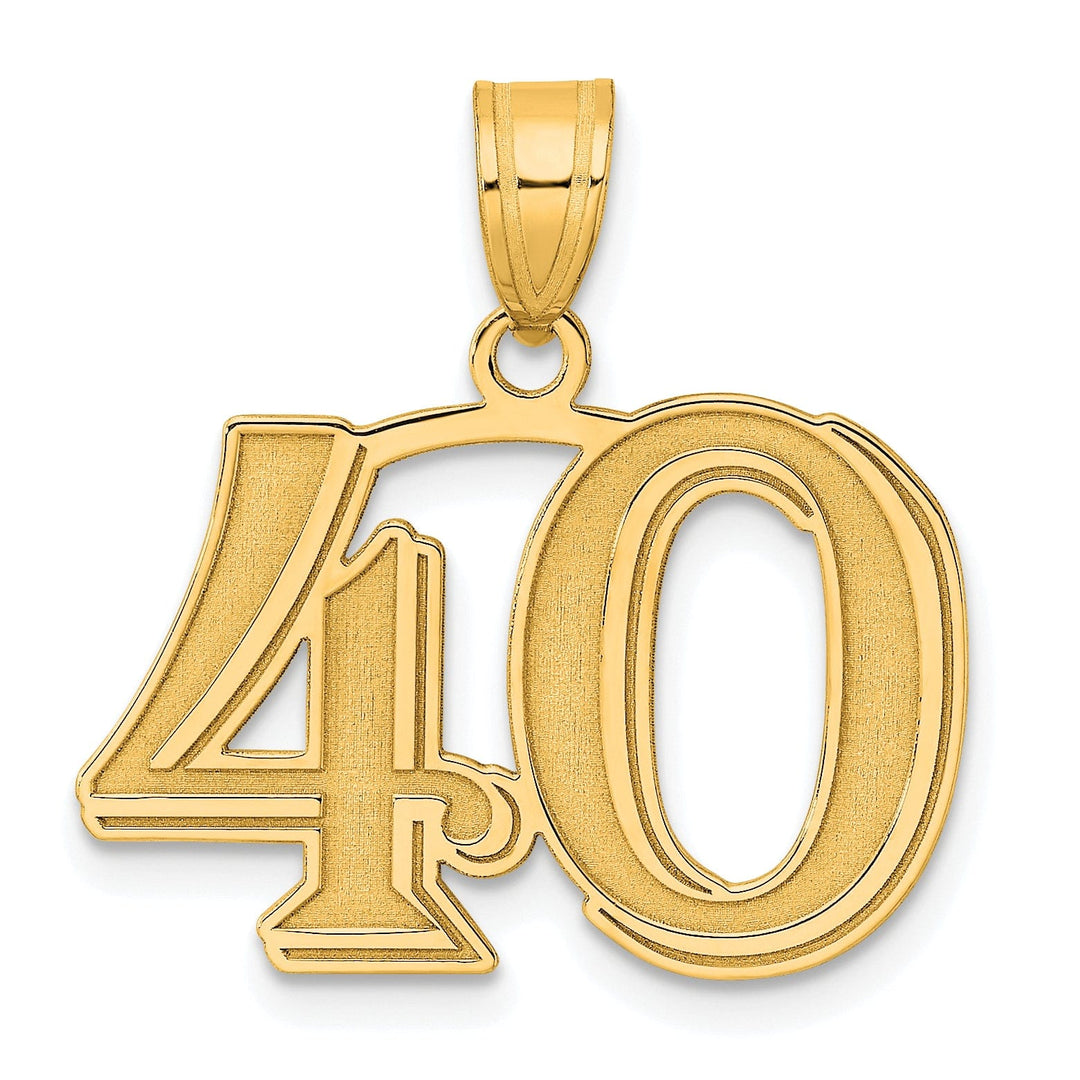 14k Yellow Gold Polished Etched Finish Number 40 Charm Pendant
