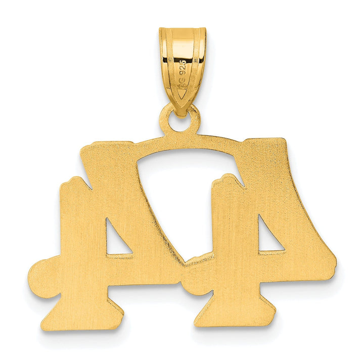 14k Yellow Gold Polished Etched Finish Number 44 Charm Pendant