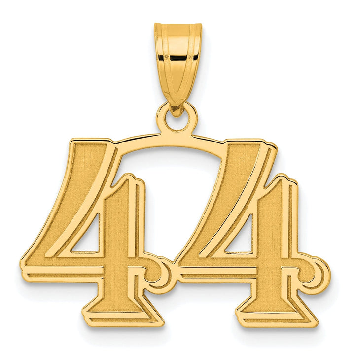 14k Yellow Gold Polished Etched Finish Number 44 Charm Pendant