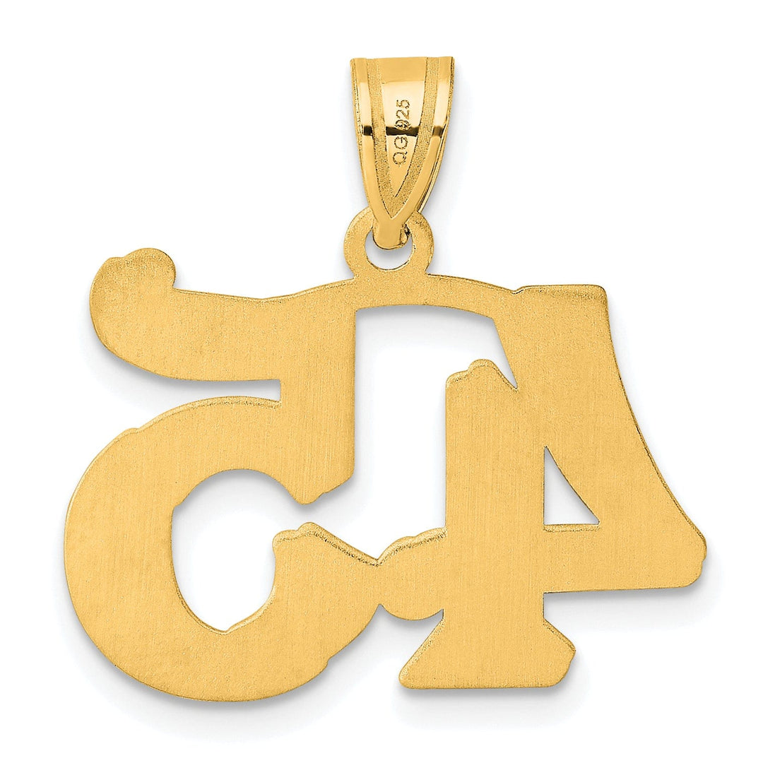 14k Yellow Gold Polished Etched Finish Number 45 Charm Pendant