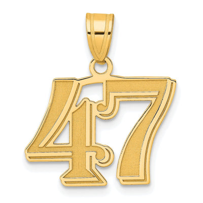 14k Yellow Gold Polished Etched Finish Number 47 Charm Pendant