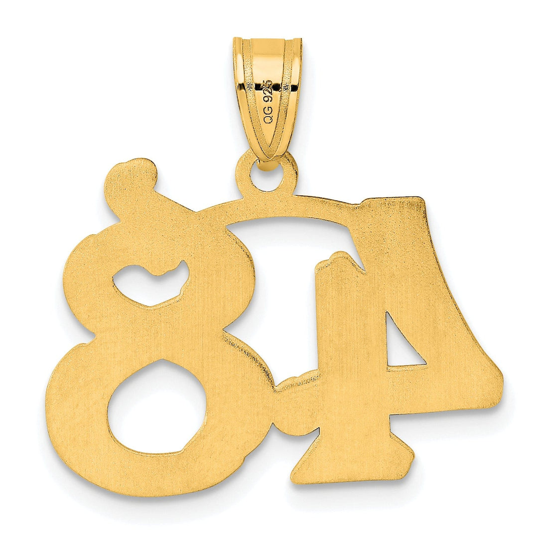 14k Yellow Gold Polished Etched Finish Number 48 Charm Pendant