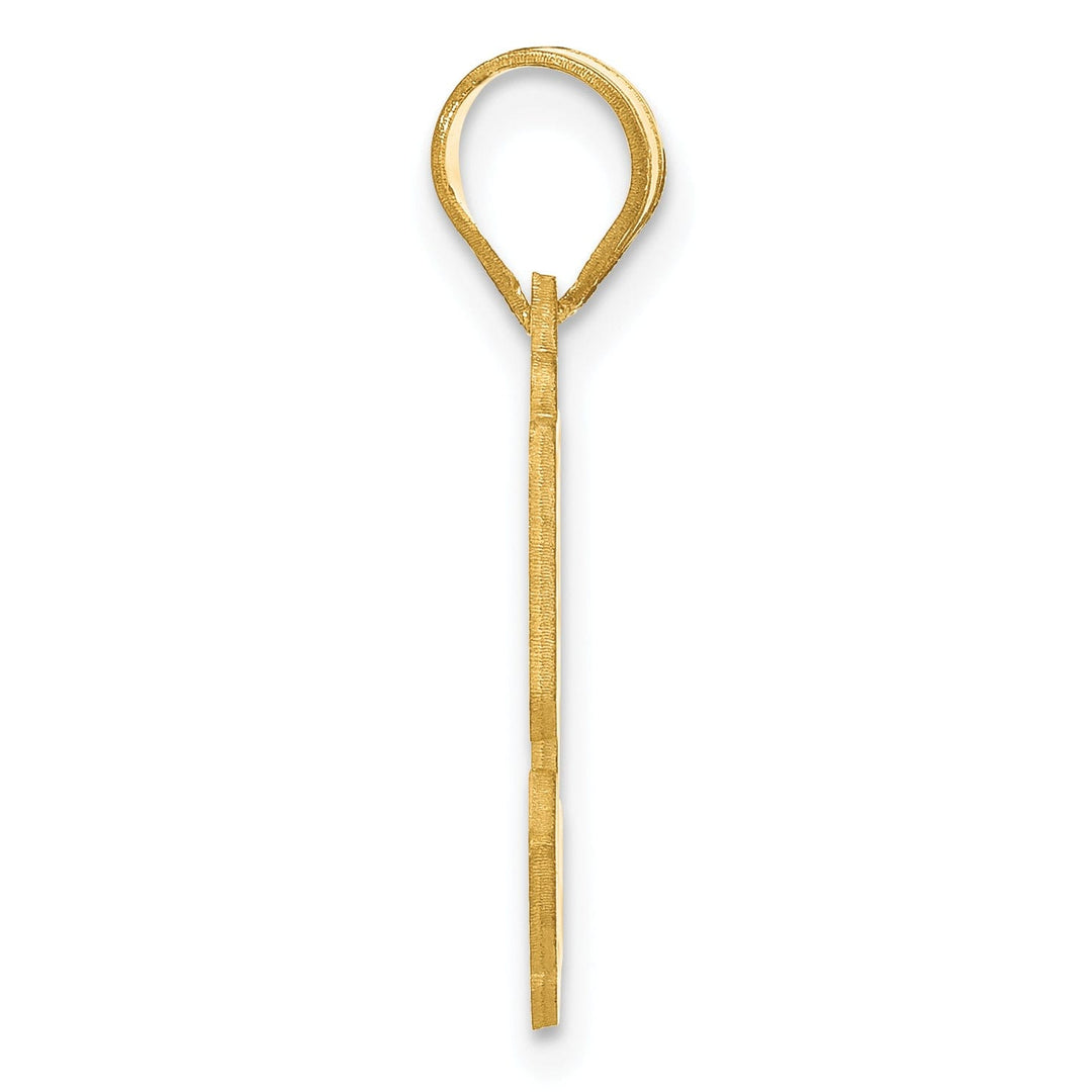 14k Yellow Gold Polished Etched Finish Number 52 Charm Pendant