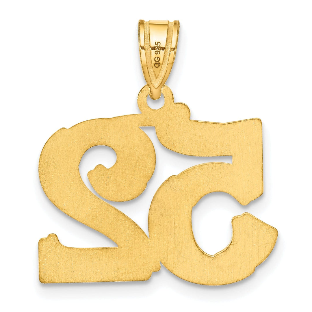 14k Yellow Gold Polished Etched Finish Number 52 Charm Pendant