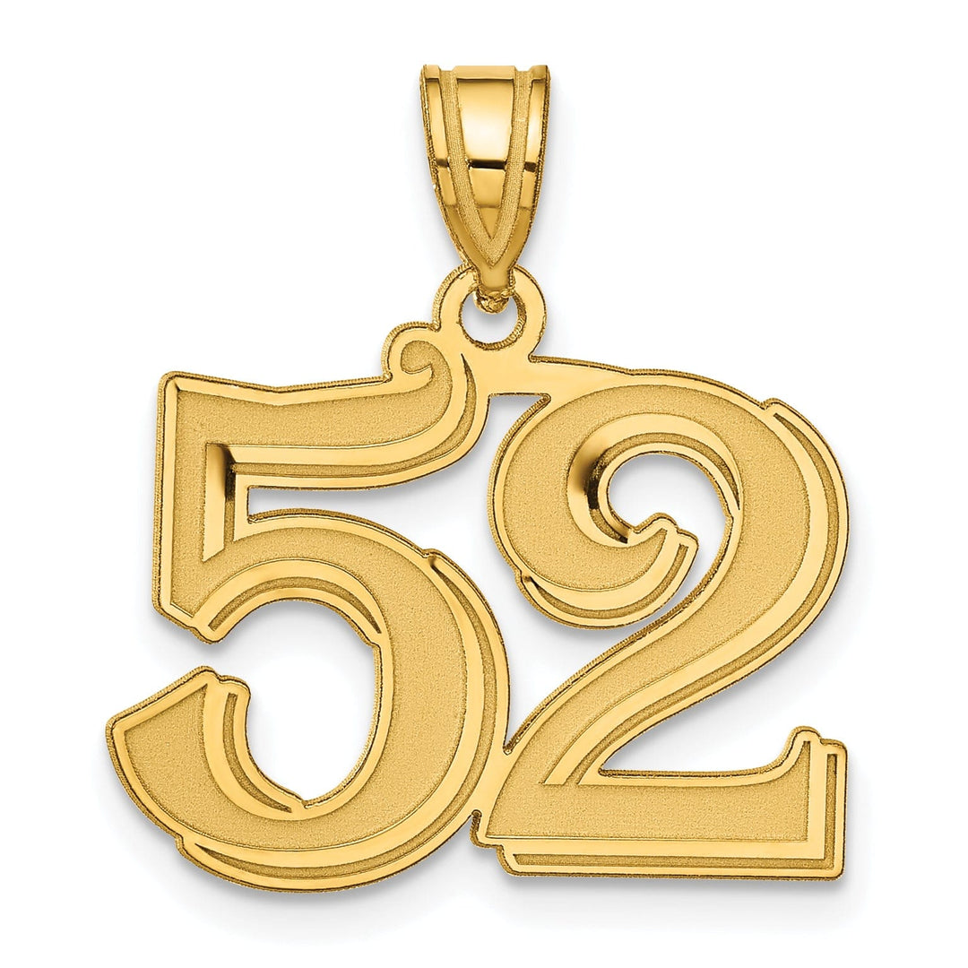 14k Yellow Gold Polished Etched Finish Number 52 Charm Pendant