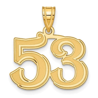 14k Yellow Gold Polished Etched Finish Number 53 Charm Pendant
