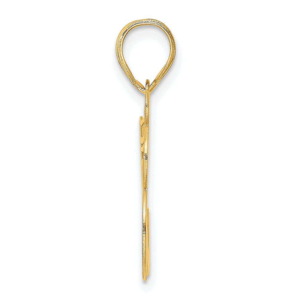 14k Yellow Gold Polished Etched Finish Number 58 Charm Pendant