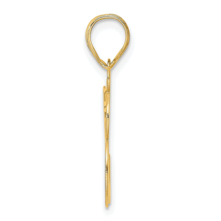 14k Yellow Gold Polished Etched Finish Number 58 Charm Pendant