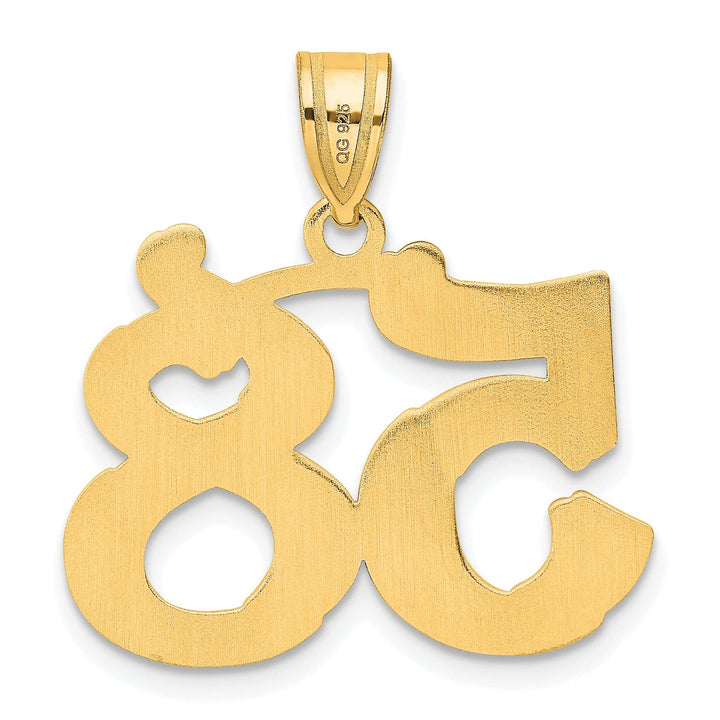 14k Yellow Gold Polished Etched Finish Number 58 Charm Pendant
