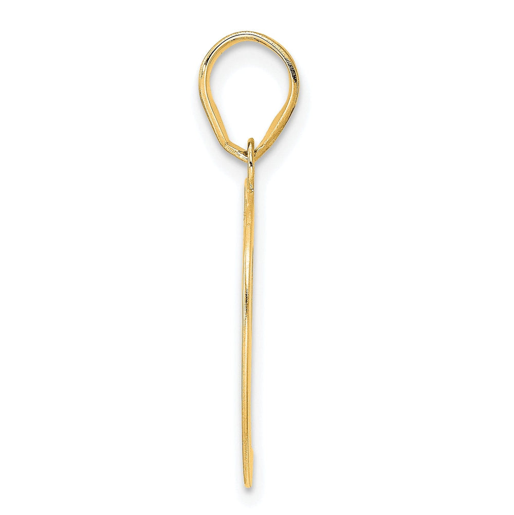 14k Yellow Gold Polished Etched Finish Number 59 Charm Pendant