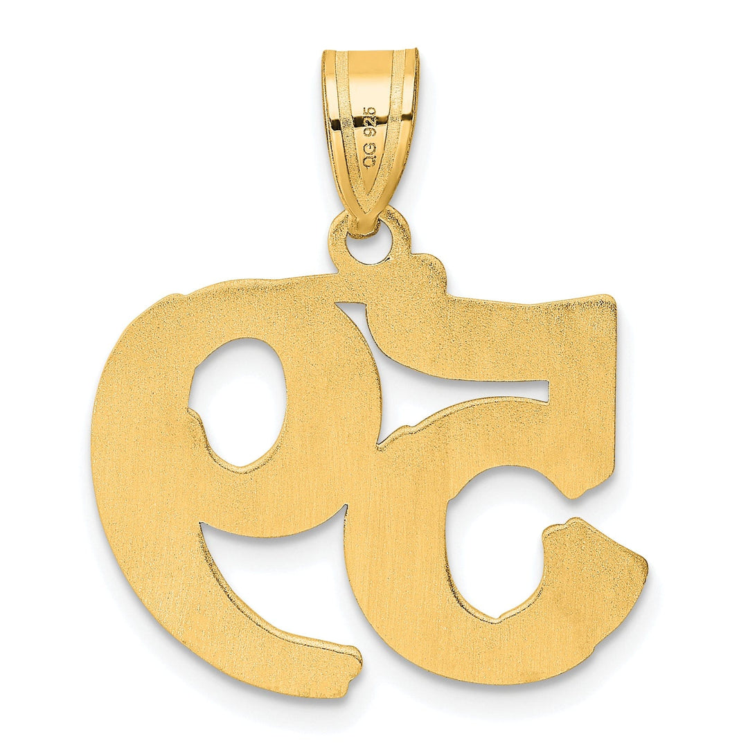 14k Yellow Gold Polished Etched Finish Number 59 Charm Pendant