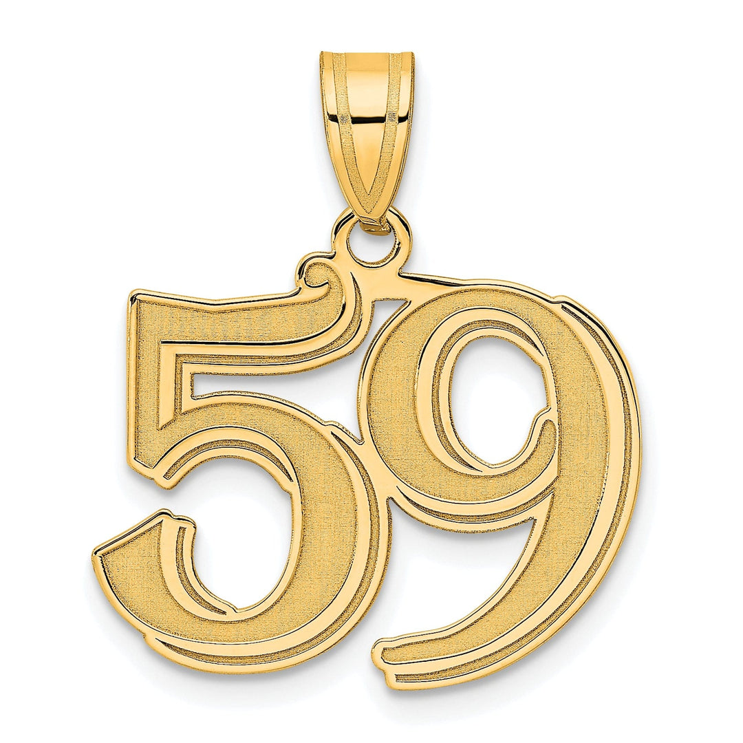 14k Yellow Gold Polished Etched Finish Number 59 Charm Pendant