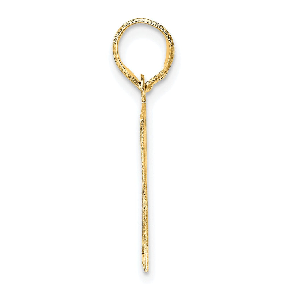 14k Yellow Gold Polished Etched Finish Number 61 Charm Pendant