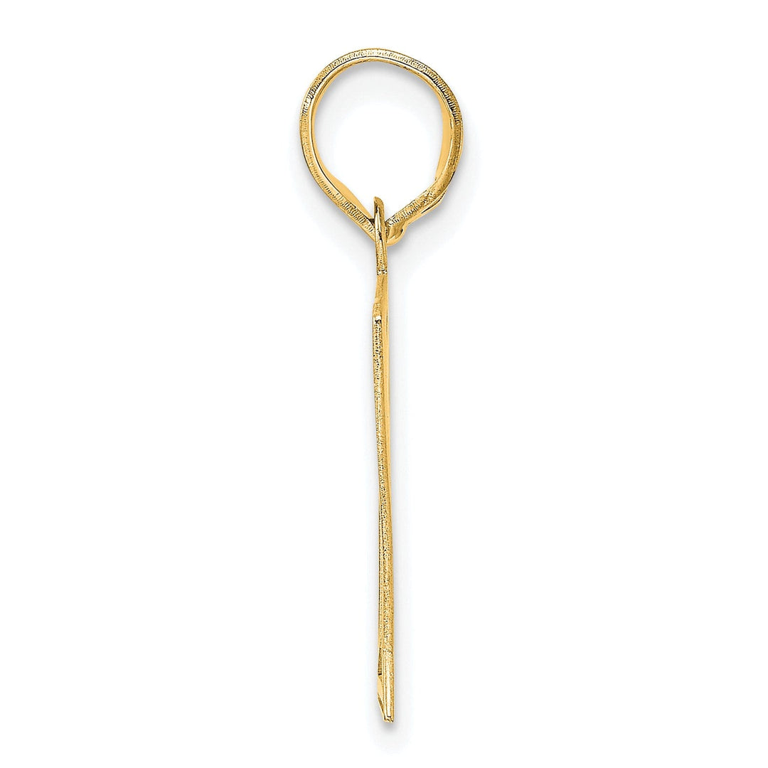 14k Yellow Gold Polished Etched Finish Number 61 Charm Pendant
