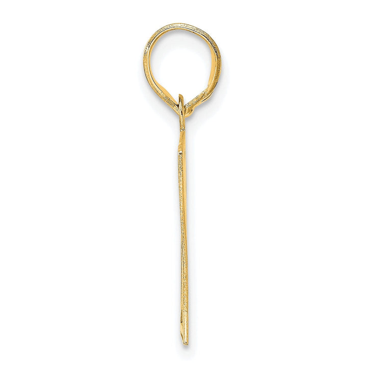 14k Yellow Gold Polished Etched Finish Number 61 Charm Pendant