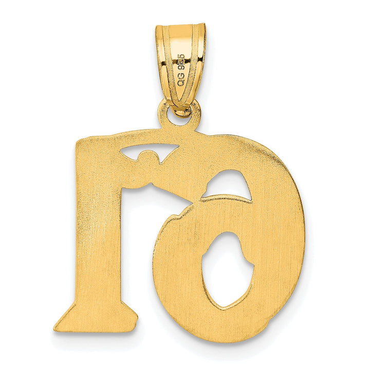 14k Yellow Gold Polished Etched Finish Number 61 Charm Pendant
