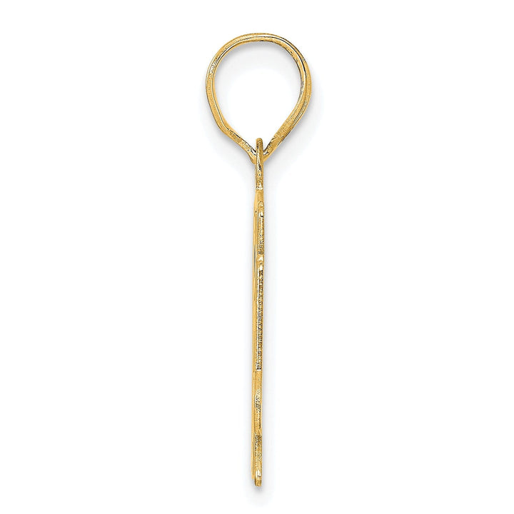 14k Yellow Gold Polished Etched Finish Number 64 Charm Pendant