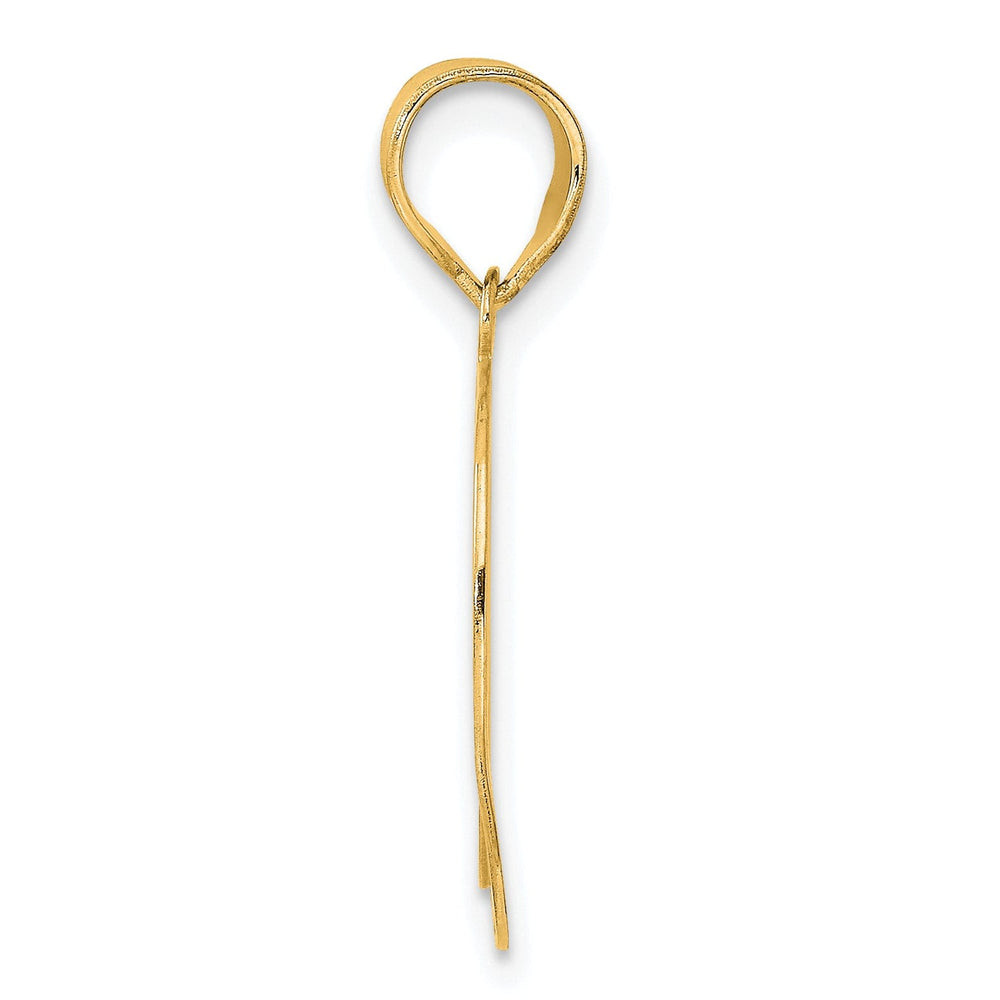 14k Yellow Gold Polished Etched Finish Number 69 Charm Pendant
