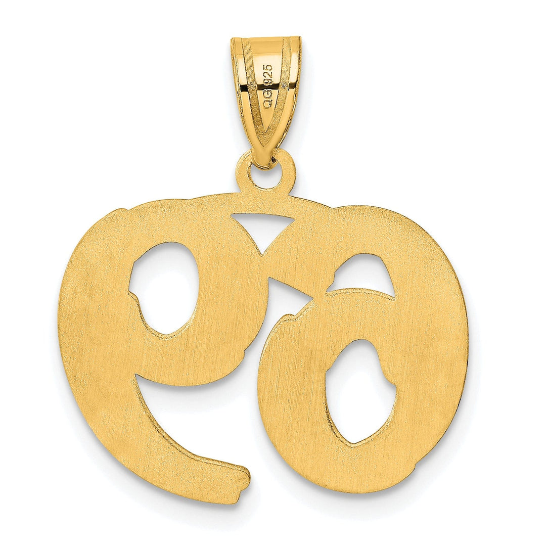 14k Yellow Gold Polished Etched Finish Number 69 Charm Pendant