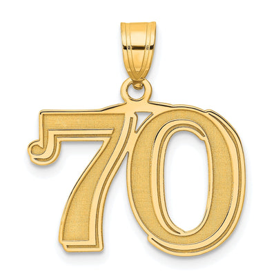 14k Yellow Gold Polished Etched Finish Number 70 Charm Pendant