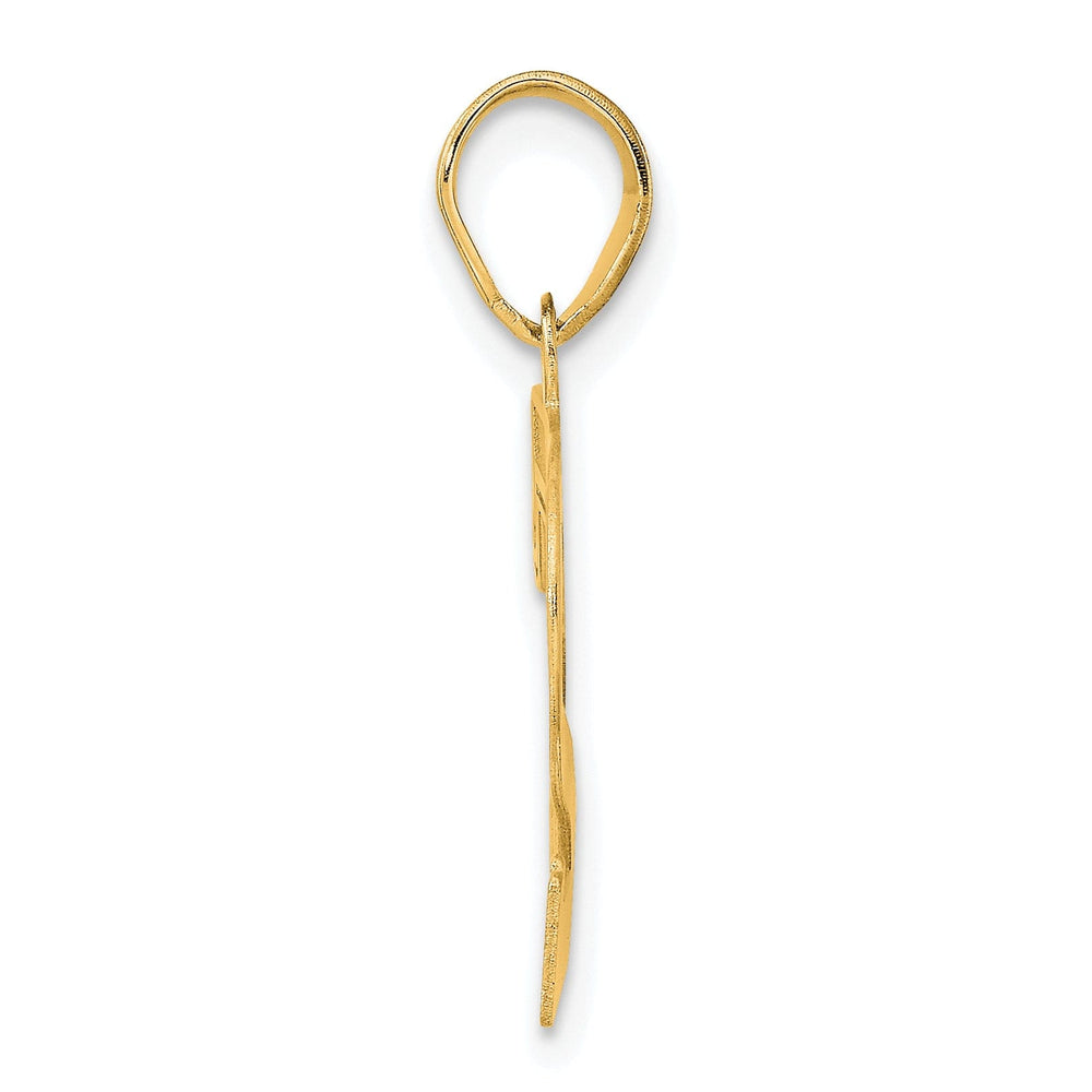 14k Yellow Gold Polished Etched Finish Number 72 Charm Pendant