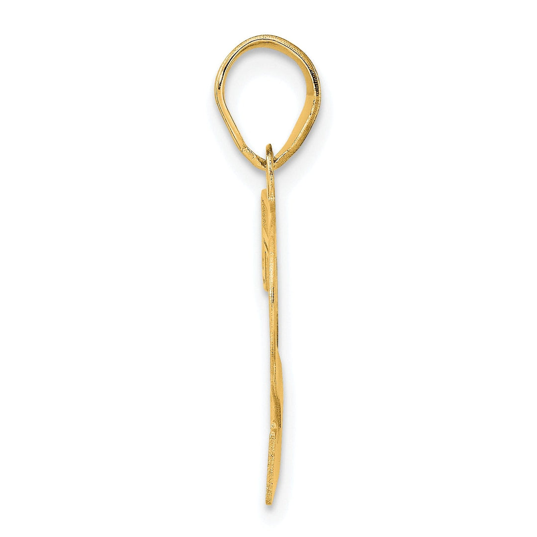 14k Yellow Gold Polished Etched Finish Number 72 Charm Pendant