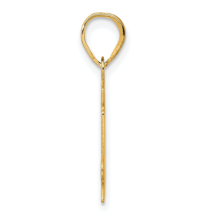 14k Yellow Gold Polished Etched Finish Number 74 Charm Pendant