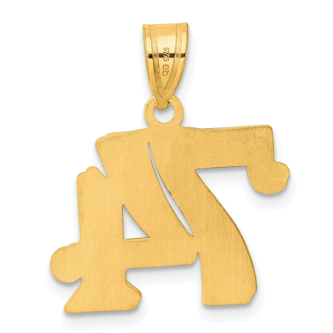 14k Yellow Gold Polished Etched Finish Number 74 Charm Pendant
