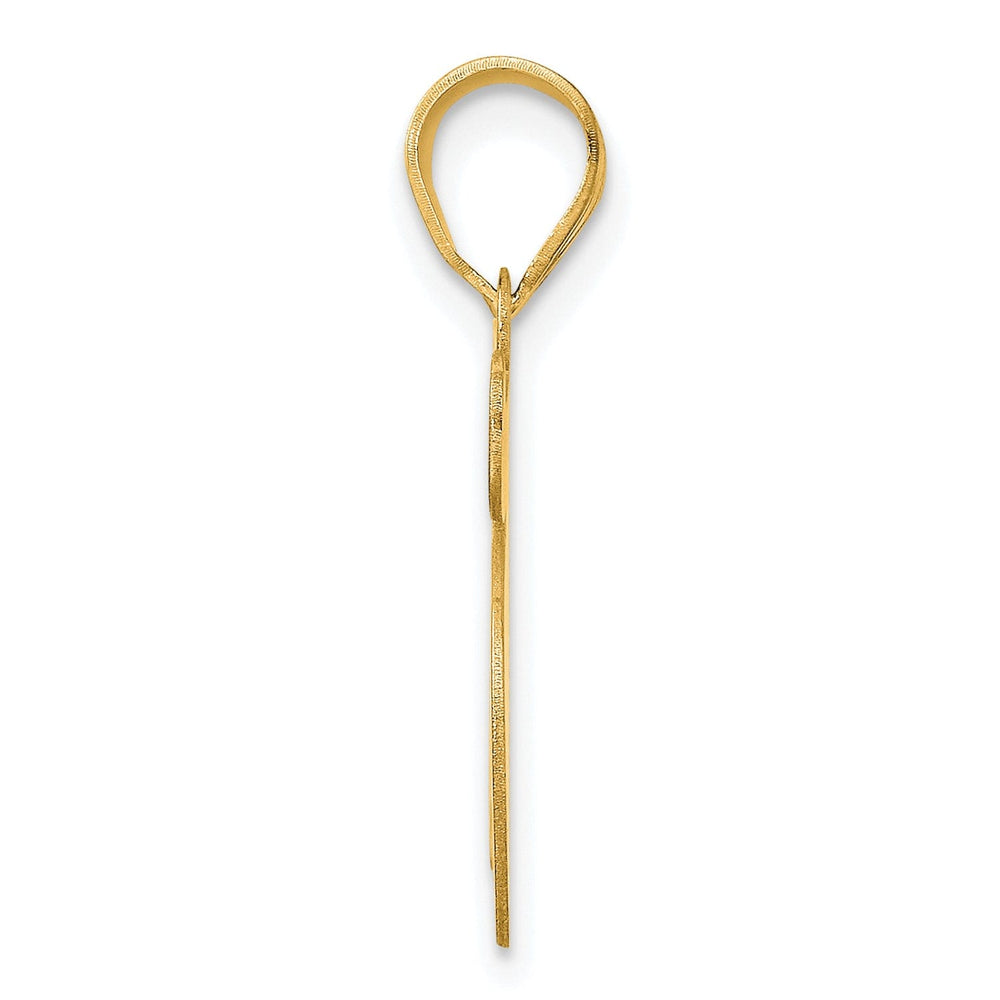 14k Yellow Gold Polished Etched Finish Number 75 Charm Pendant