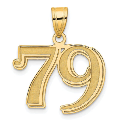 14k Yellow Gold Polished Etched Finish Number 79 Charm Pendant