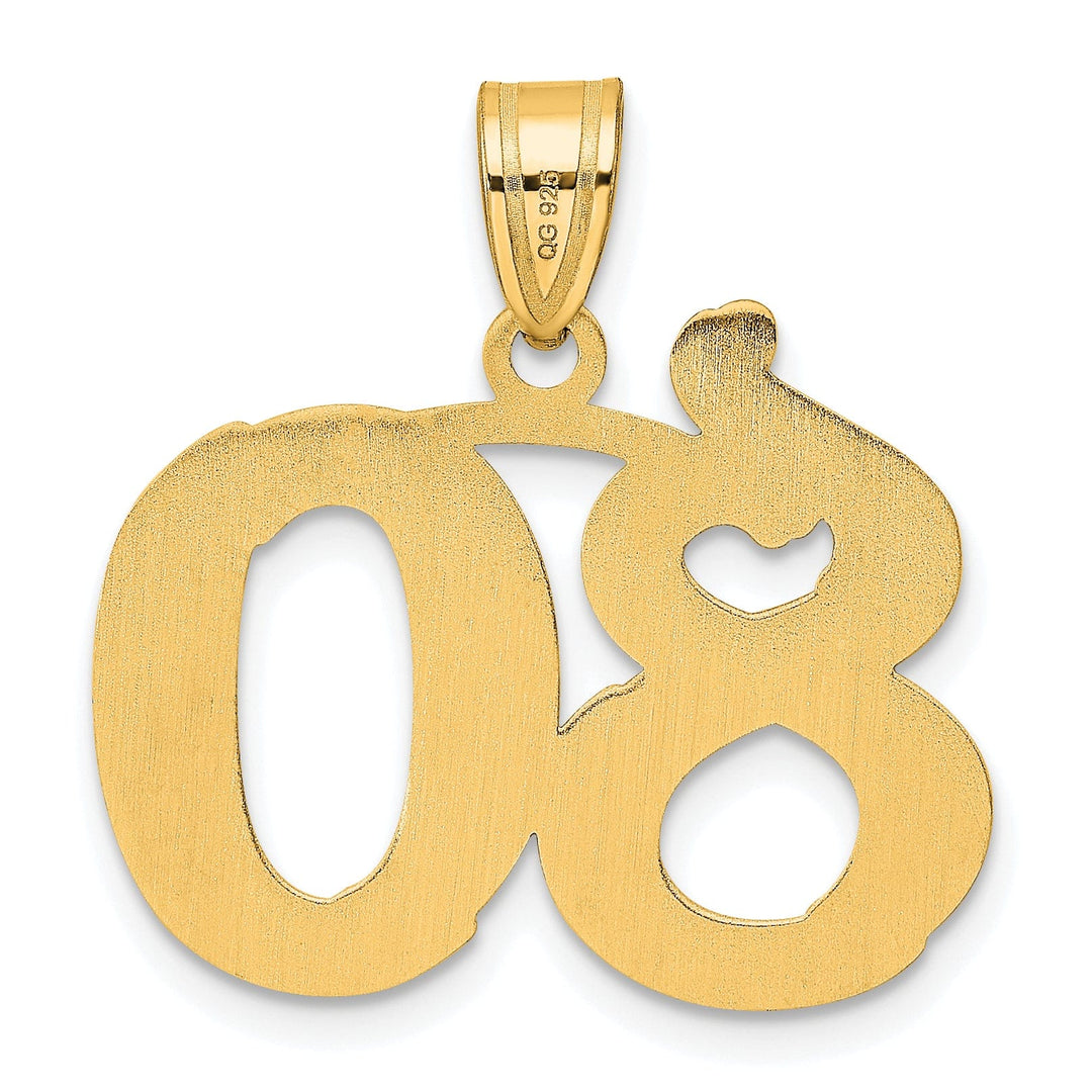 14k Yellow Gold Polished Etched Finish Number 80 Charm Pendant