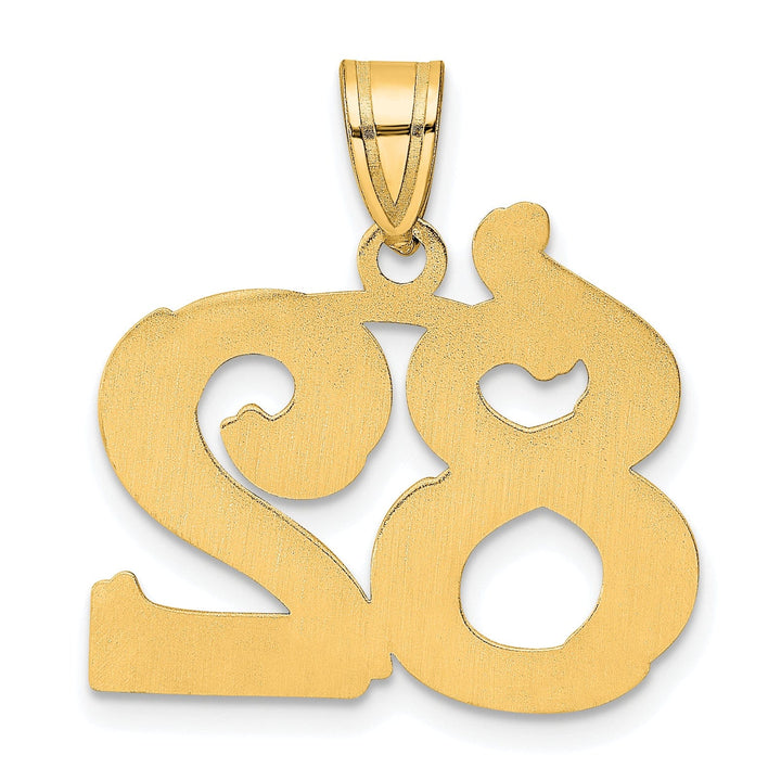 14k Yellow Gold Polished Etched Finish Number 82 Charm Pendant