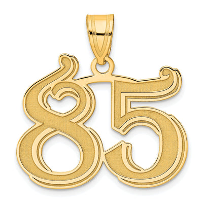 14k Yellow Gold Polished Etched Finish Number 85 Charm Pendant