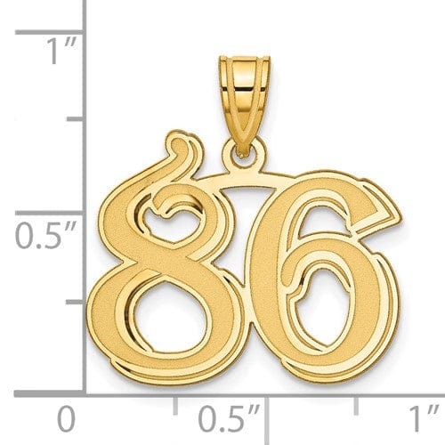 14k Yellow Gold Polished Etched Finish Number 86 Charm Pendant