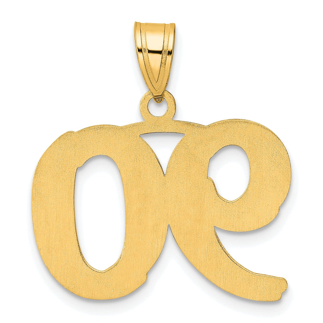 14k Yellow Gold Polished Etched Finish Number 90 Charm Pendant