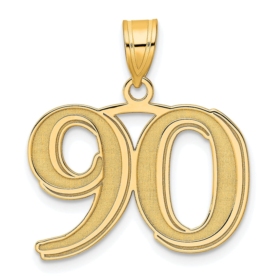 14k Yellow Gold Polished Etched Finish Number 90 Charm Pendant