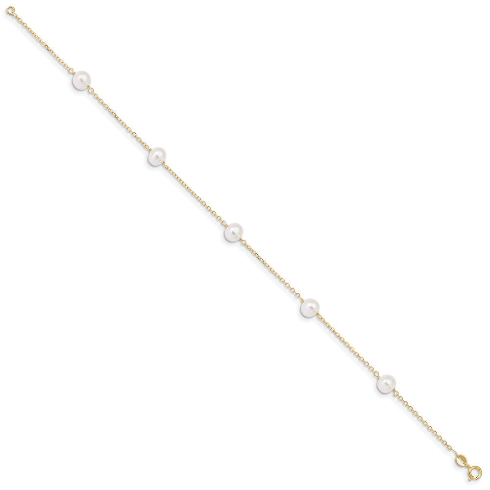 14k Yellow Gold 9 Pearl Anklet