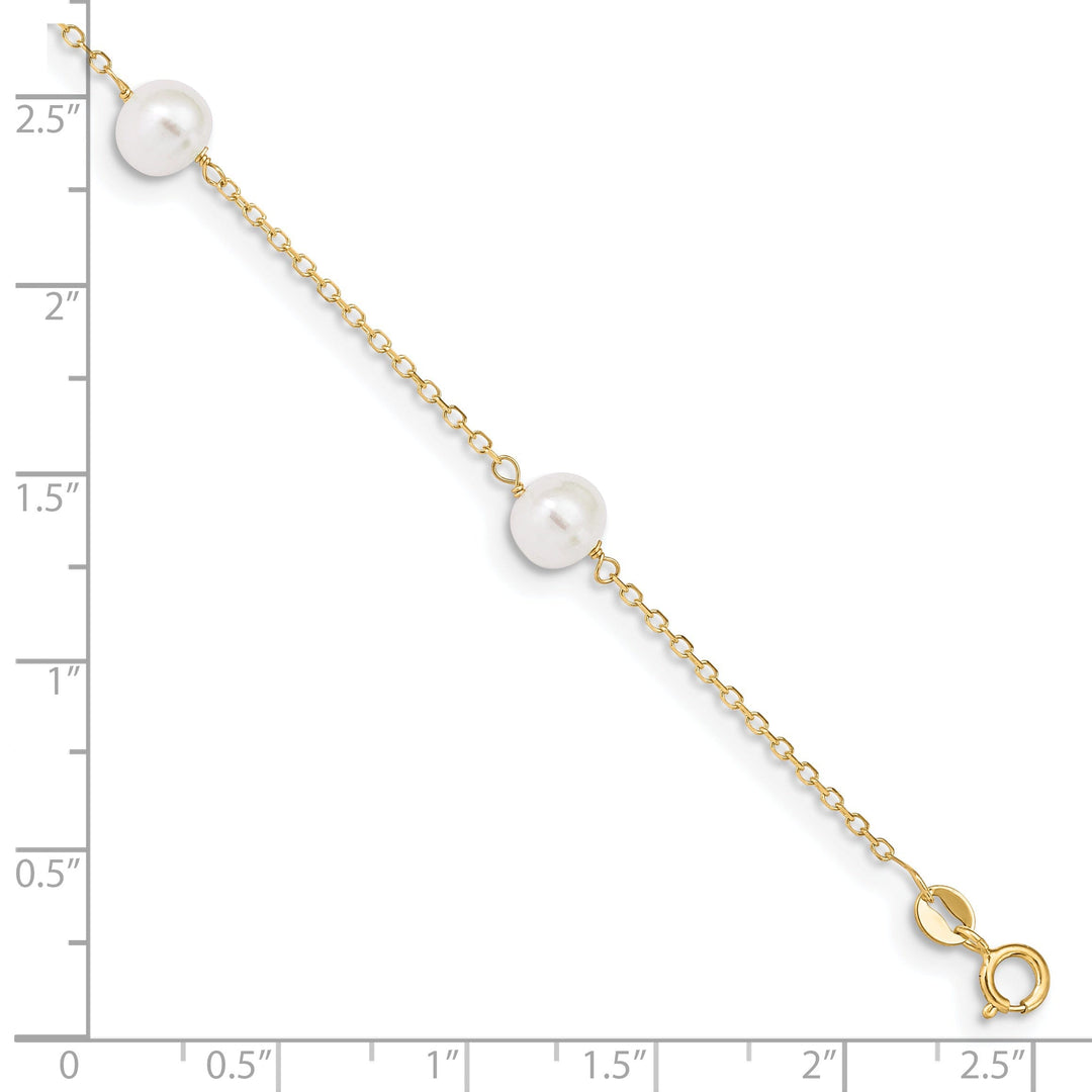 14k Yellow Gold 9 Pearl Anklet