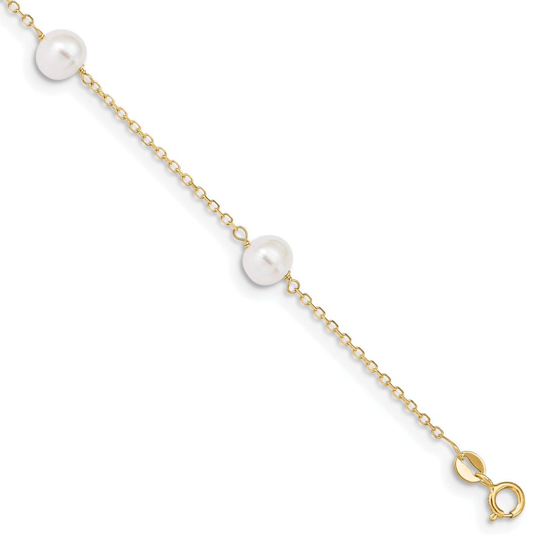 14k Yellow Gold 9 Pearl Anklet