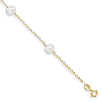 14k Yellow Gold 9 Pearl Anklet at $ 110.74 only from Jewelryshopping.com