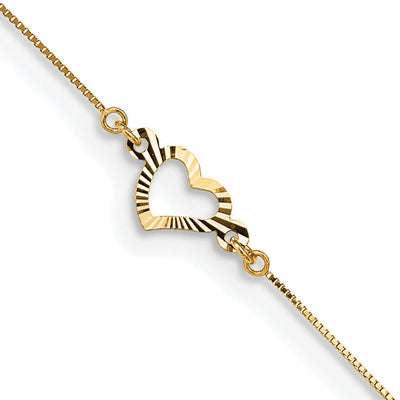 14k Yellow Gold Adjustable Heart Anklet at $ 103.58 only from Jewelryshopping.com