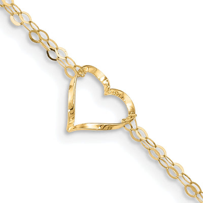 14k Yellow Gold Double Strand Heart Anklet at $ 94.16 only from Jewelryshopping.com