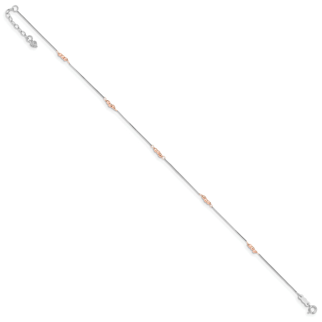 14k Two-tone Gold Mirror Beaded Anklet