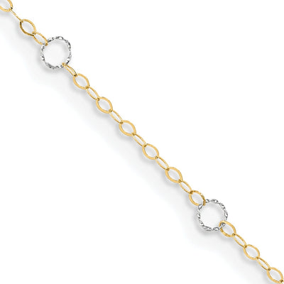 14k Two-tone Gold Adjustable Circle Anklet at $ 60.5 only from Jewelryshopping.com