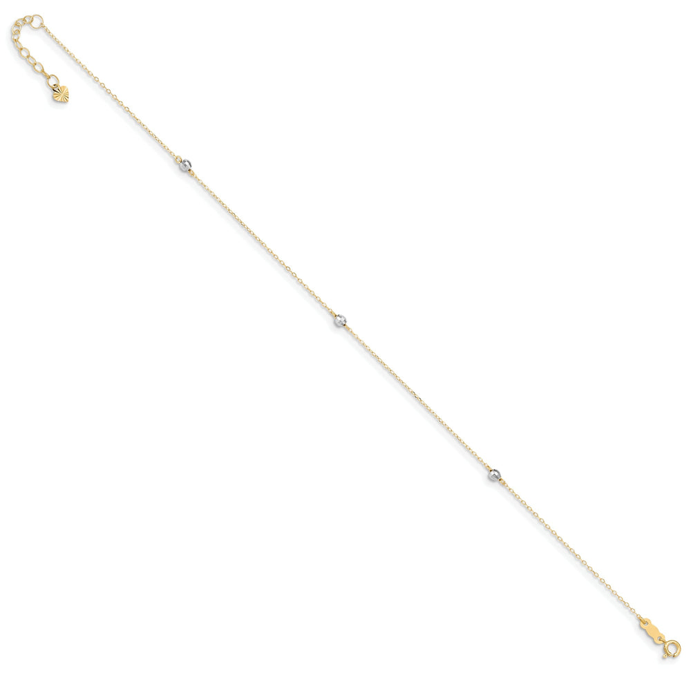 14k Two-tone Gold Mirror Bead Anklet